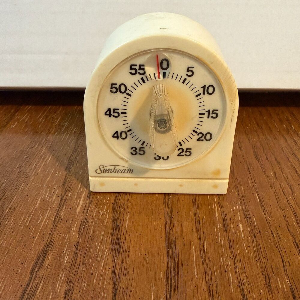 Vintage Sunbeam Mechanical Kitchen Timer Wind Up Works Made USA Mid Century
